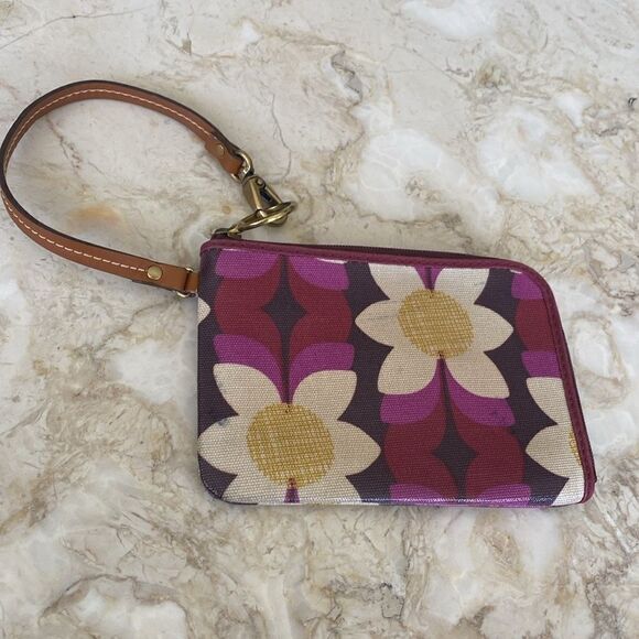 Fossil Coated Canvas & Leather Wristlet Wallet - Picture 4 of 7